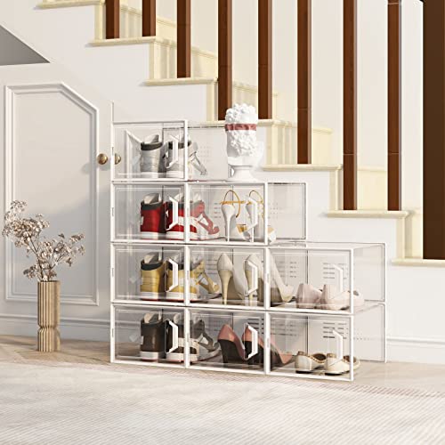 US Lot of Clear Plastic Stackable Foldable Shoe Display Storage Organizer  Box